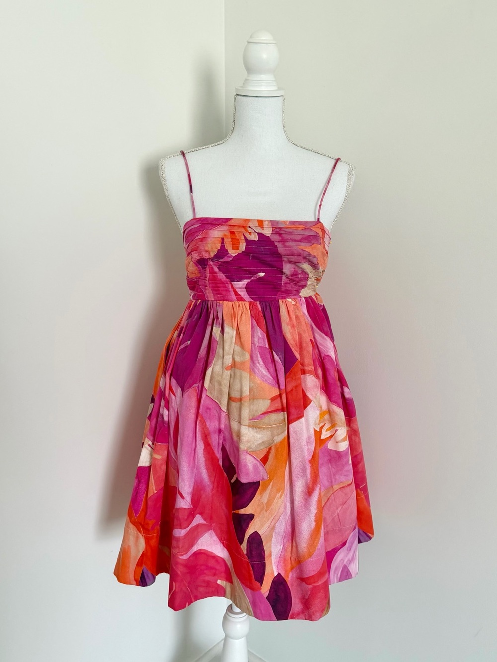 H&M Floral Print Spaghetti Strap Babydoll Sundress - Pink/Orange